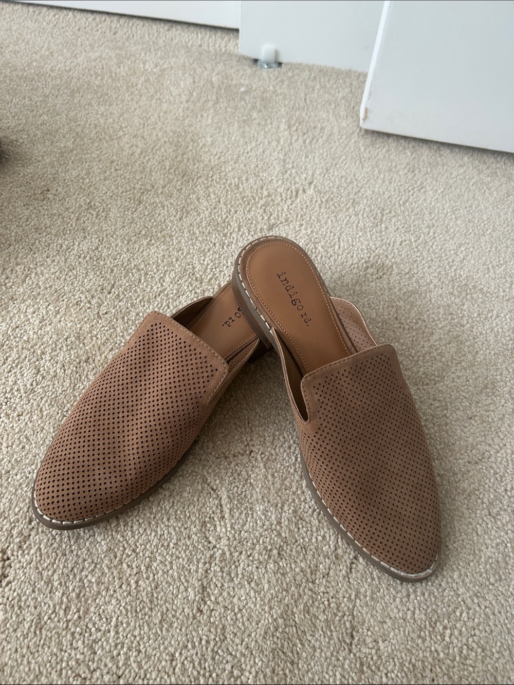 Indigo Men’s Tan Perforated Slip-On Mules